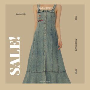 GIZIA Strap Embroidery Applique Detailed Navy Blue Dress S